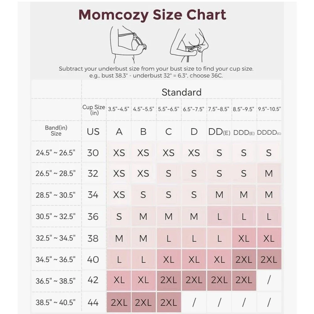 NEW NWT Momcozy Nursing and Pumping Bra Complete with Extender, Pads -Xlarge